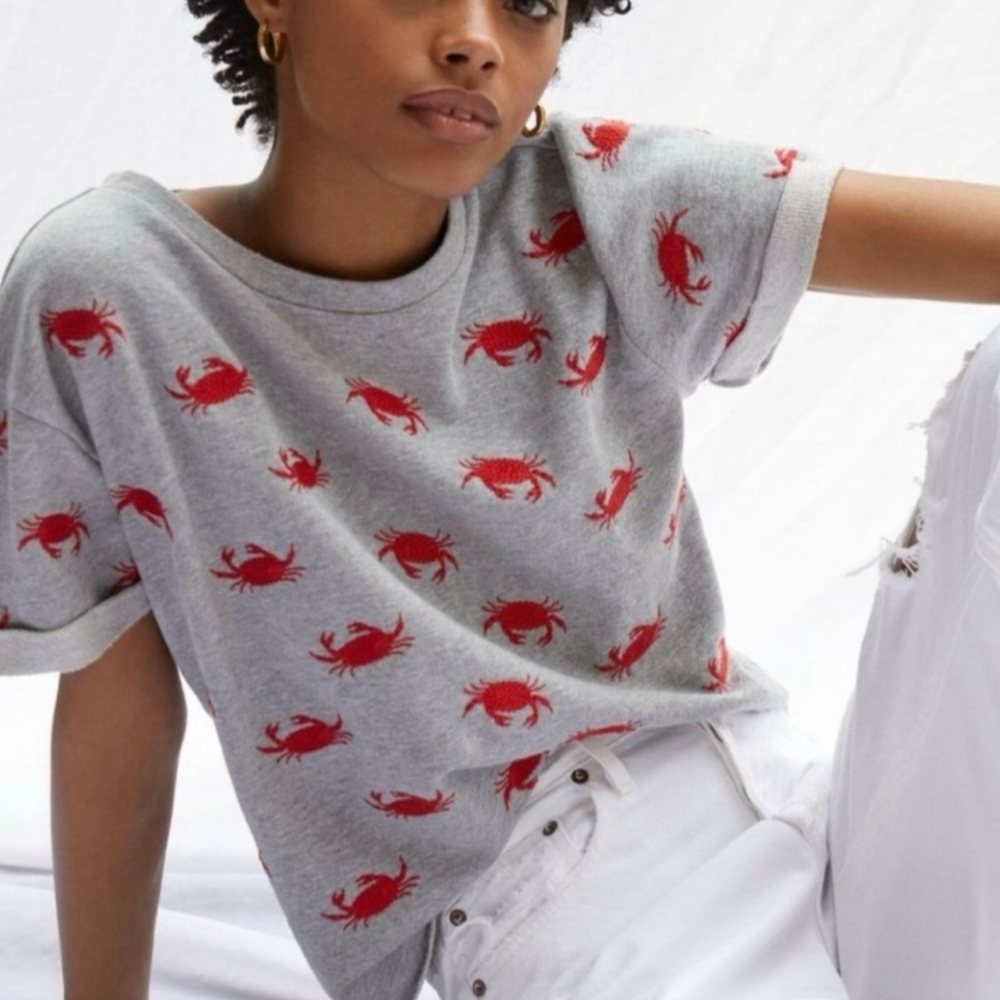 Anthropology By Maeve Embroidered Crab Top